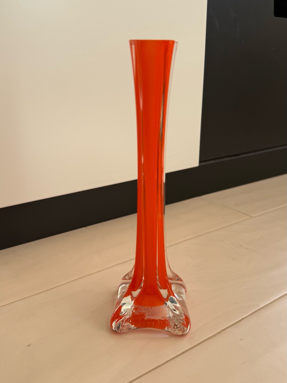 Midcentury Vintage Orange Glass Vase